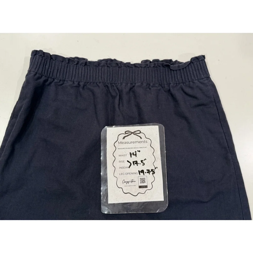 J.Crew Navy Blue Linen Cotton Blend Paperbag Waist Mini Skirt 2 41575